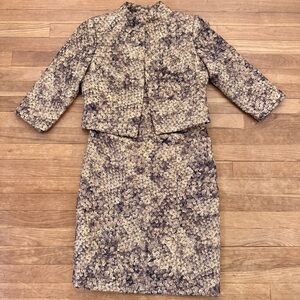 Zelda Women's Metallic Floral Knee Length Dress and Jacket Set - Size 6
 b87